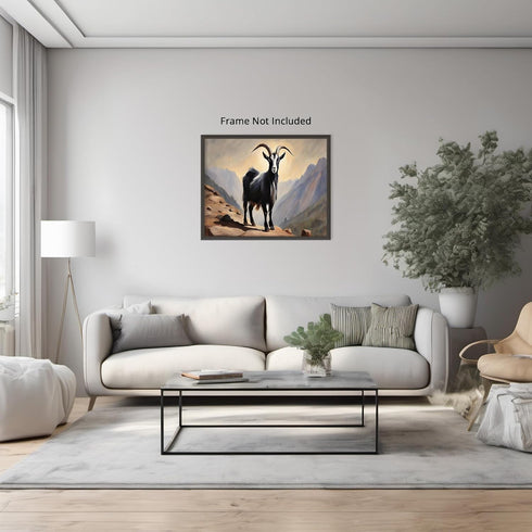 Posterizer 1 pcs- A black goat on a mountain oil painting style-Art for Animal Lovers-Landscape & Nature Art- Gift for Men Women Teens-Living Roo...